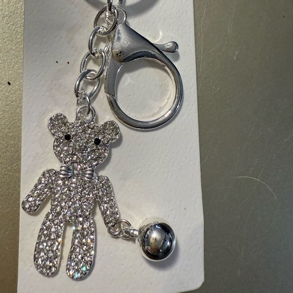 Isabella New York Silver Teddy Bear Keychain